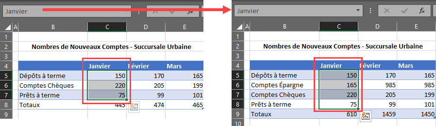 exemple plage nommee dynamique redimensionnement automatique