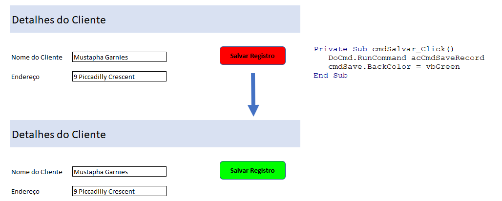 exemplo botao access