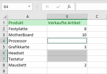 leere zellen finden endergebnis