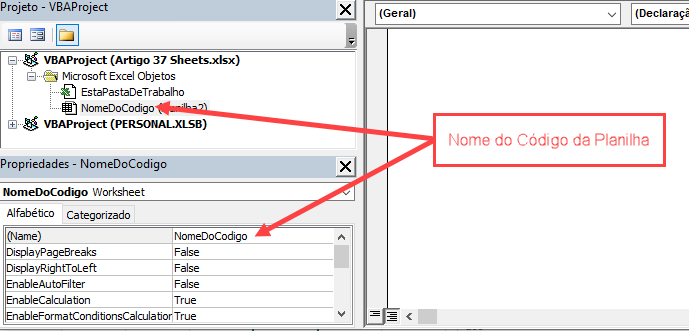 nome codigo planilha