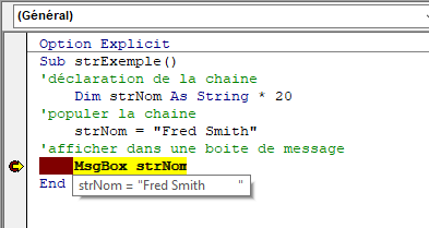 type donne string longueur fixe exemple valeur debug