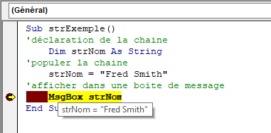 type donne string variable exemple valeur debug