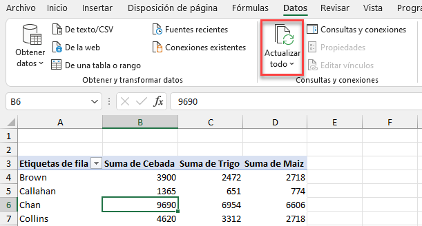 Actualizar Todo en Excel