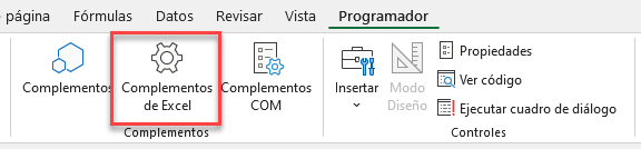 Administrar Complementos desde el Menú en Excel