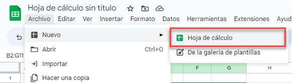 Agregar Nueva Hoja de Cálculo de Google Sheets