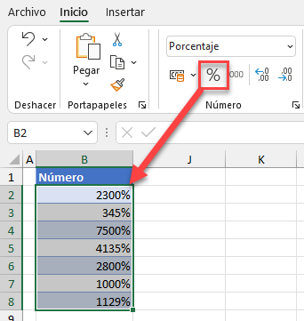 Aplicar Porcentaje a Número Directo