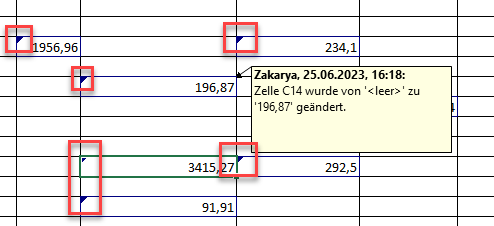 Arbeitsmappe Änderungen hervorheben Änderungsnotiz