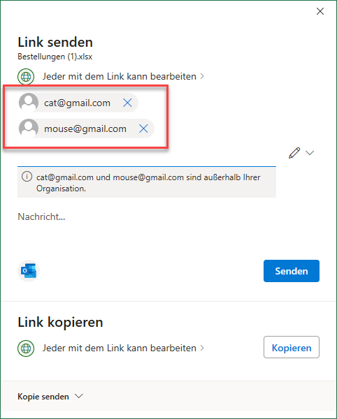 Arbeitsmappe in Excel 365 fuer Personen freigeben