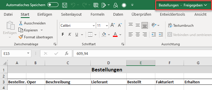 Arbeitsmappe in Excel freigeben