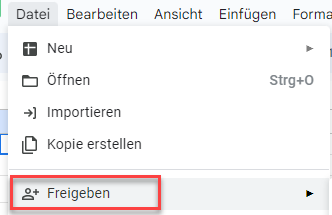 Arbeitsmappe in Google Sheets freigeben