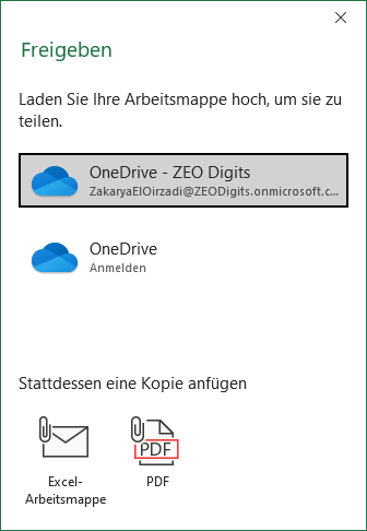 Arbeitsmappe in OneDrive freigeben