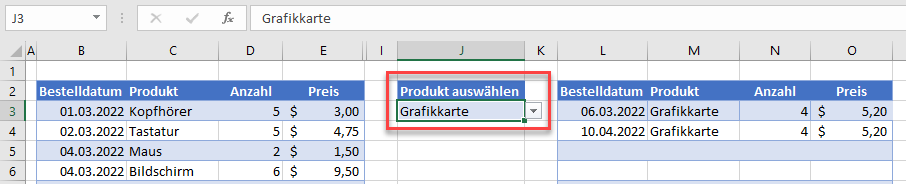 Auswahl in Dropdown Liste aendern