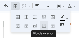 Borde Simple en Google Sheets