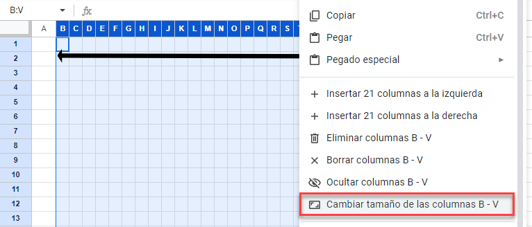 Cambiar Tamaño de Columnas en Google Sheets