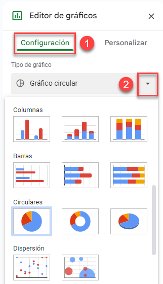 Cambiar Tipo de Gráfico Google Sheets