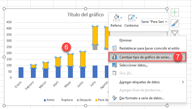 Cambiar Tipo de Gráfico de Series en Excel