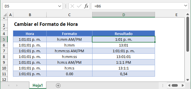 Cambiar el Formato de Hora en Excel
