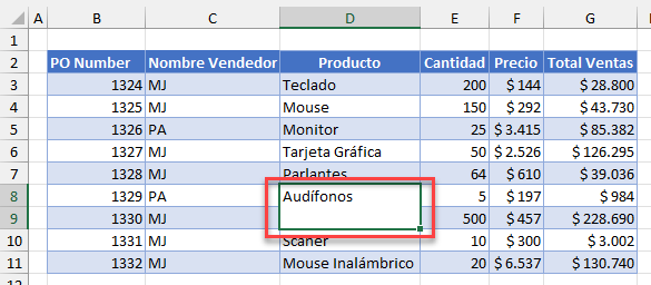 Celdas Combinadas dentro de los Datos a Filtrar