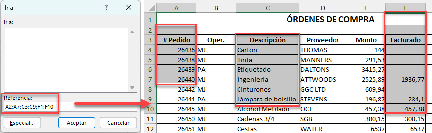 Celdas No Adyacentes Seleccionadas Ej2