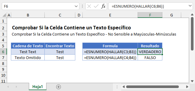 Comprobar Si la Celda Contiene un Texto Específico en Excel