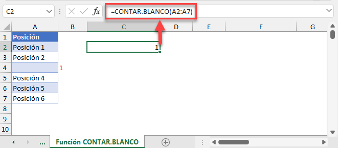 Contar Celdas que Están en Blanco con Función CONTAR BLANCO