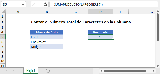 Contar Total de Caracteres de una Columna en Excel