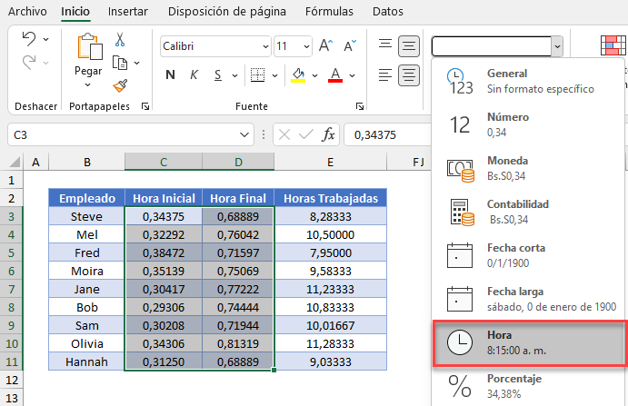 Convertir a Formato de Hora