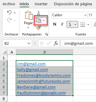 Copiar Lista de Emails al Portapapeles