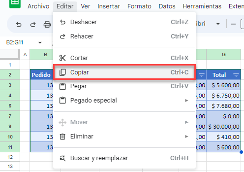 Copiar Tabla Filtrada en Google Sheets