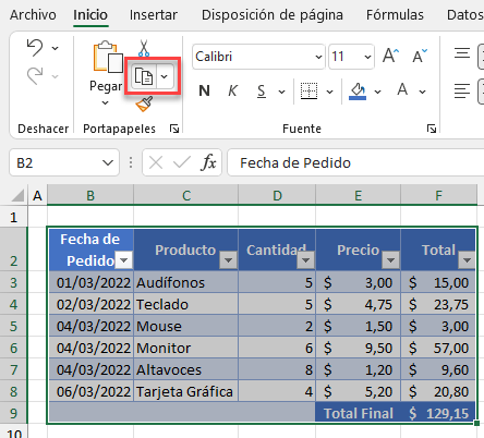 Copiar Tabla de Datos