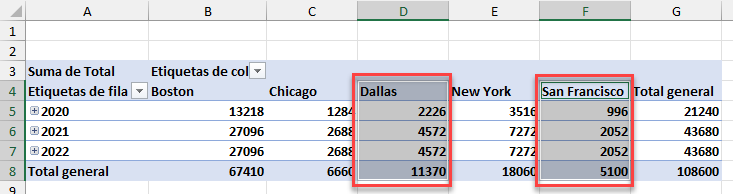 Crear Grupo de Selección de Columnas