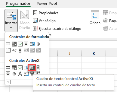 Cuadro de Texto Control ActiveX