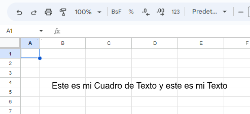 Cuadro de Texto Insertado en Hoja de Google Sheets