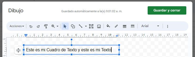 Cuadro de Texto Lleno en Google Sheets