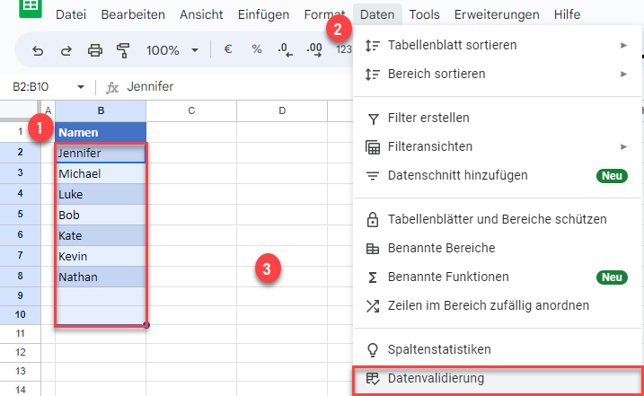 Doppelte Eintraege und Datenvalidierung GS