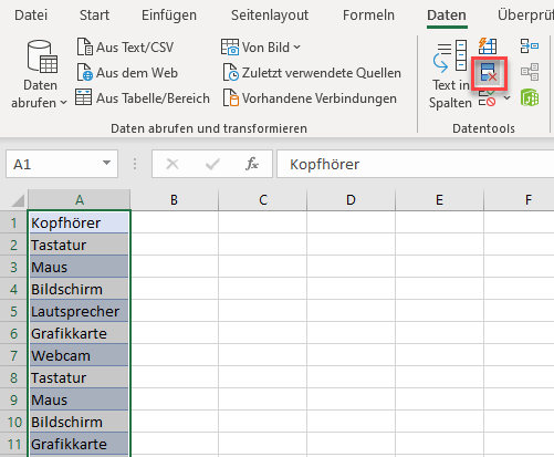 Dropdown Liste Dukplikate entfernen