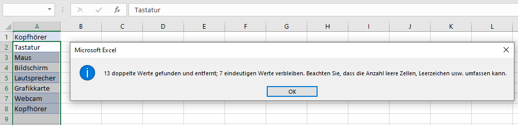 Dropdown Liste Dukplikate entfernt