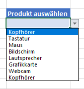 Dropdown Liste mit Datenueberpruefung erstellt