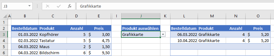 Dropdown Listenfilter in Excel