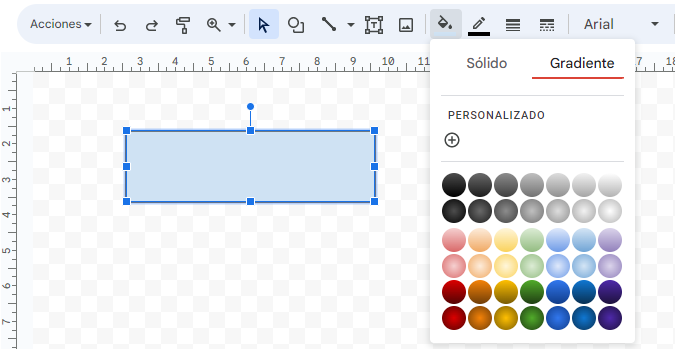 Elegir Degradado en Google Sheets