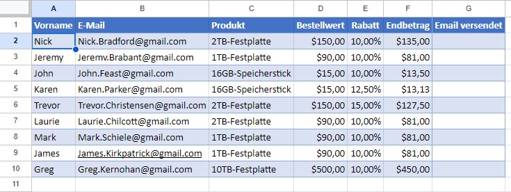 Email Massenversand Datenliste GS