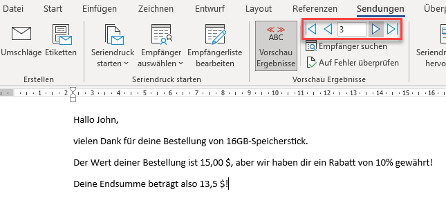 Email Massenversand Vorschau blaettern