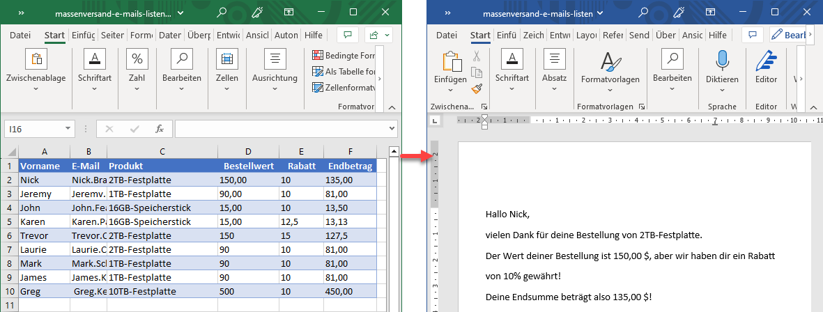 Email Massenversand aus Excel Liste