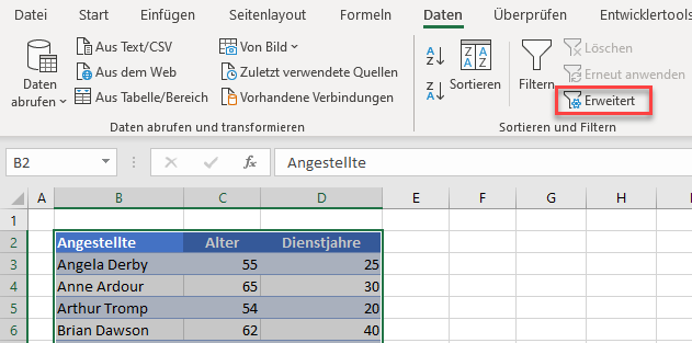 Erweiterte Filter erstellen