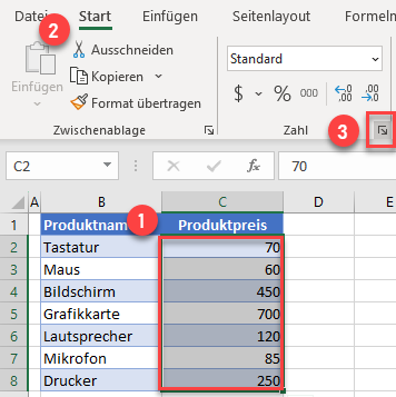 Euro Symbol mit Zahlenformat Funktion