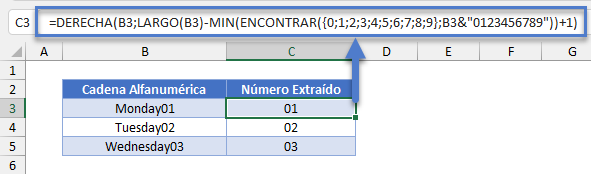 Extraer Números con Funciones ENCONTRAR MIN LARGO DERECHA