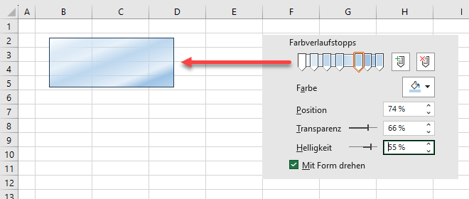 Farbverlaufstopps in Excel einstellen