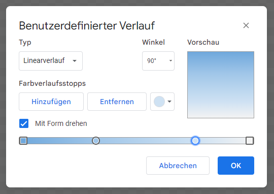 Farbverlaufstopps in Google Sheets einstellen