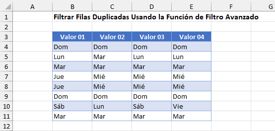 Filtrar Filas Duplicadas Usando Filtro Avanzado Antes