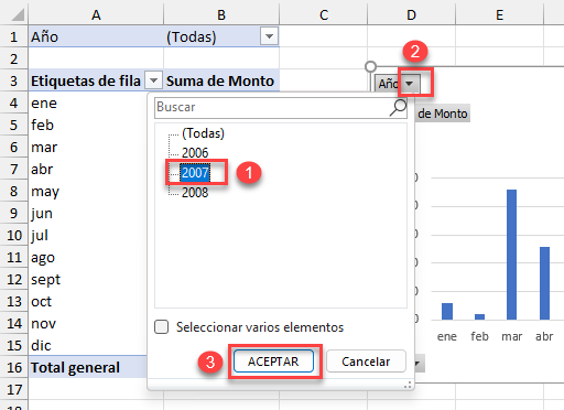 Filtrar Gráfico Dinámico en Excel